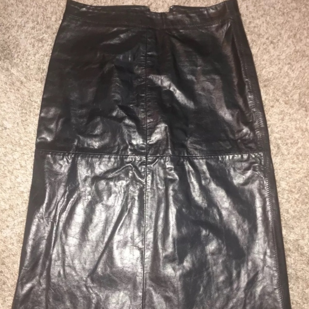 Gap Black Leather Midi Length Skirt Sz 4